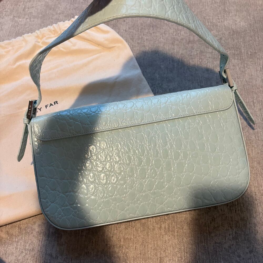 NWT $700 By Far Manu Blue Leather Bag - Picture 3 of 4
